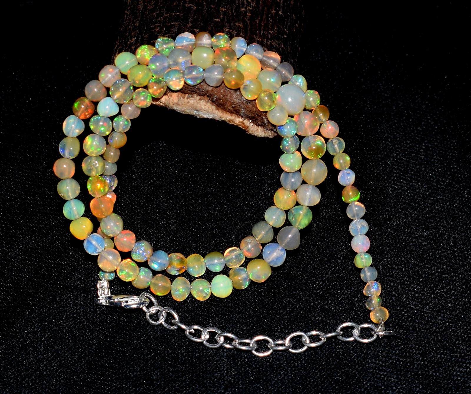 16″Natural Ethiopian Opal Wello Fire Opal Gemstone Beads Necklace Jewelry F3882