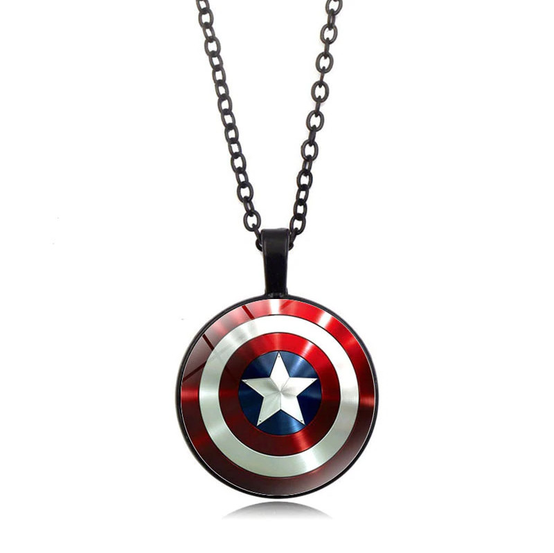 Captain America Vibranium Shield Marvel Superhero Pendant Necklace – Black