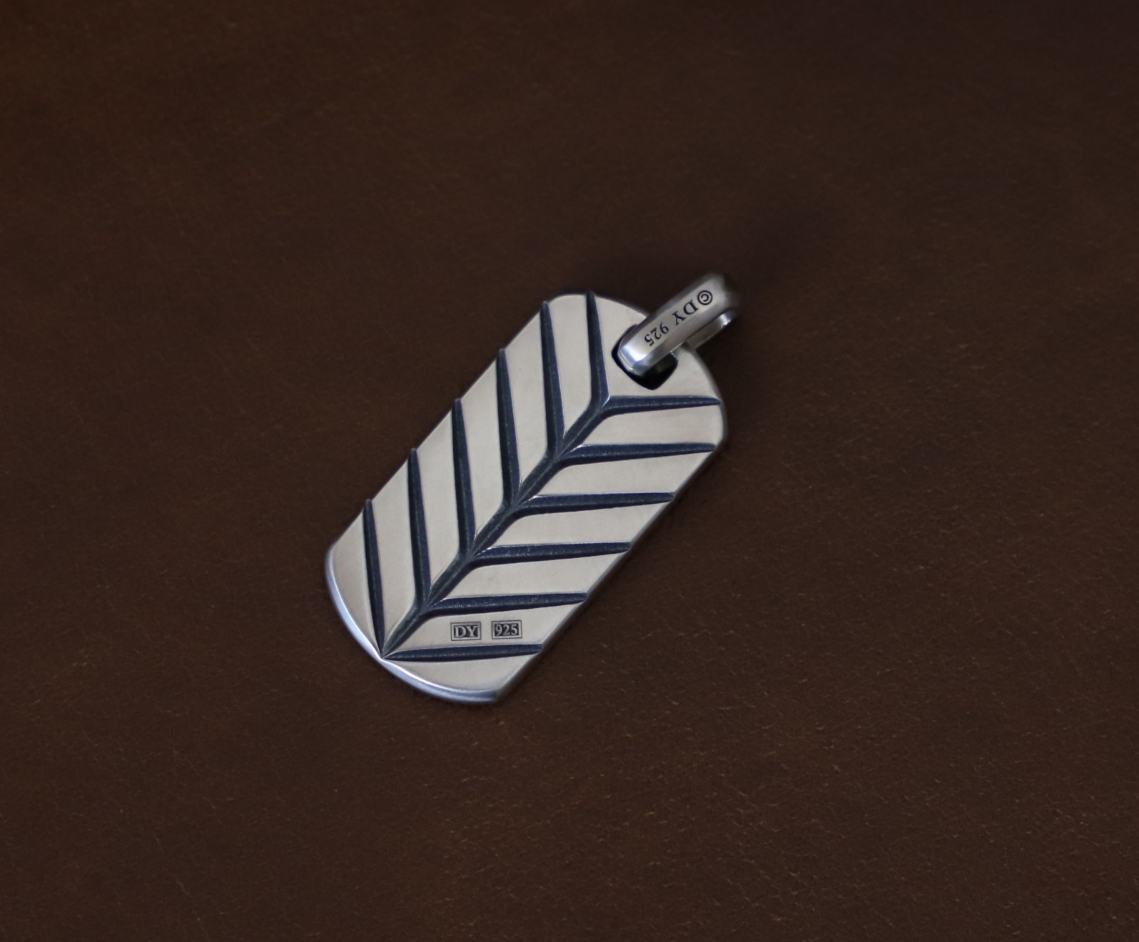 Men’s David Yurman Streamline 35mm Sterling Silver Dog Tag with Rubies