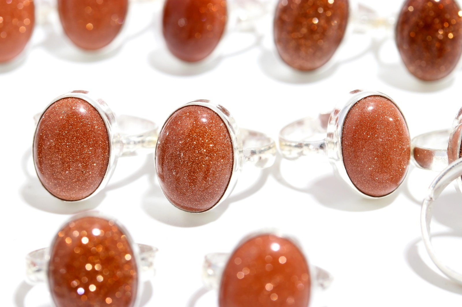 Red Goldstone Gemstone Wholesale Rings Lot 925 Sterling Silver Hadnmade Jewelry