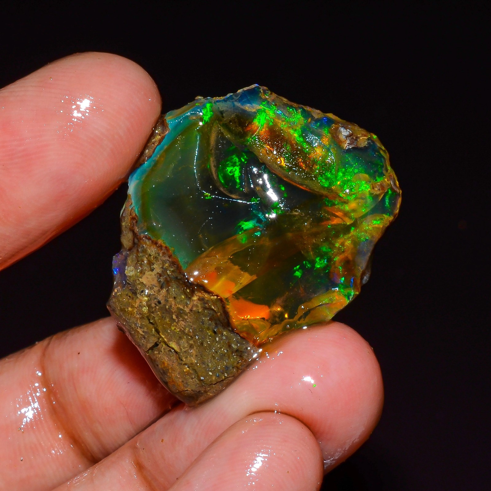 Classic Top Grade-100%Natural Welo Fire Ethiopian Oil Opal Rough-28.00 Carat