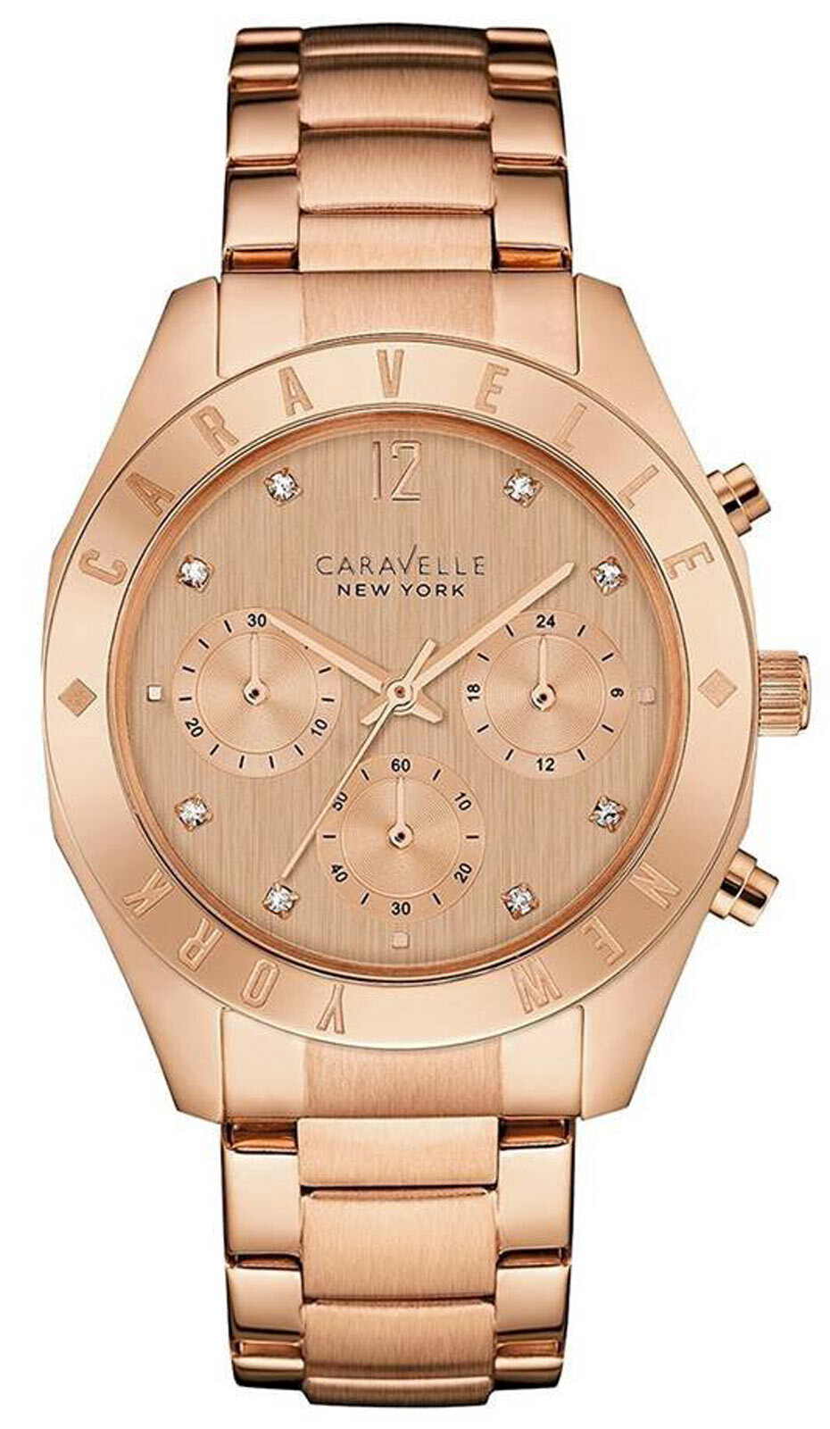 Caravelle New York 44L189 Women’s Analog Chronoggraph Watch Rose Gold-Tone Band