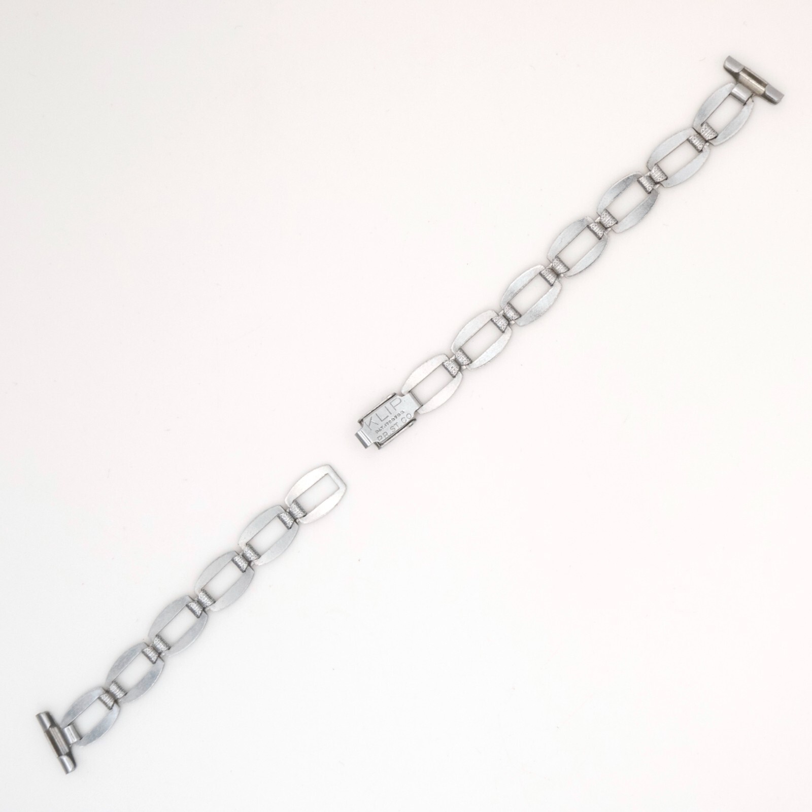 Vintage Klip 10.9 mm silvertone open-link wristwatch bracelet with jewelry clasp