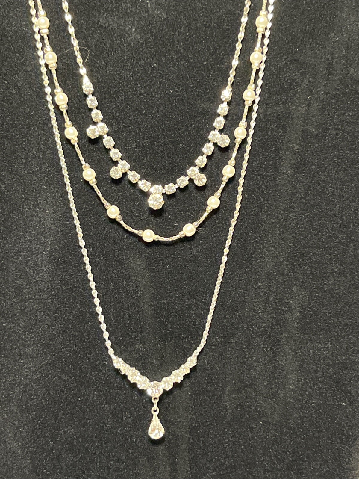 Lot Of 3 Vintage Y2K Claire’s Special Occasion Rhinestone Adj Length Necklaces