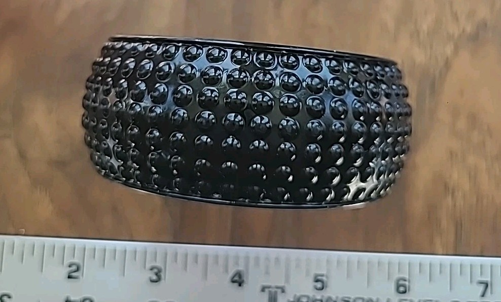 Vintage Wide Black Hobnail Resin Acrylic Bangle Bracelet Chunky Statement Gothic