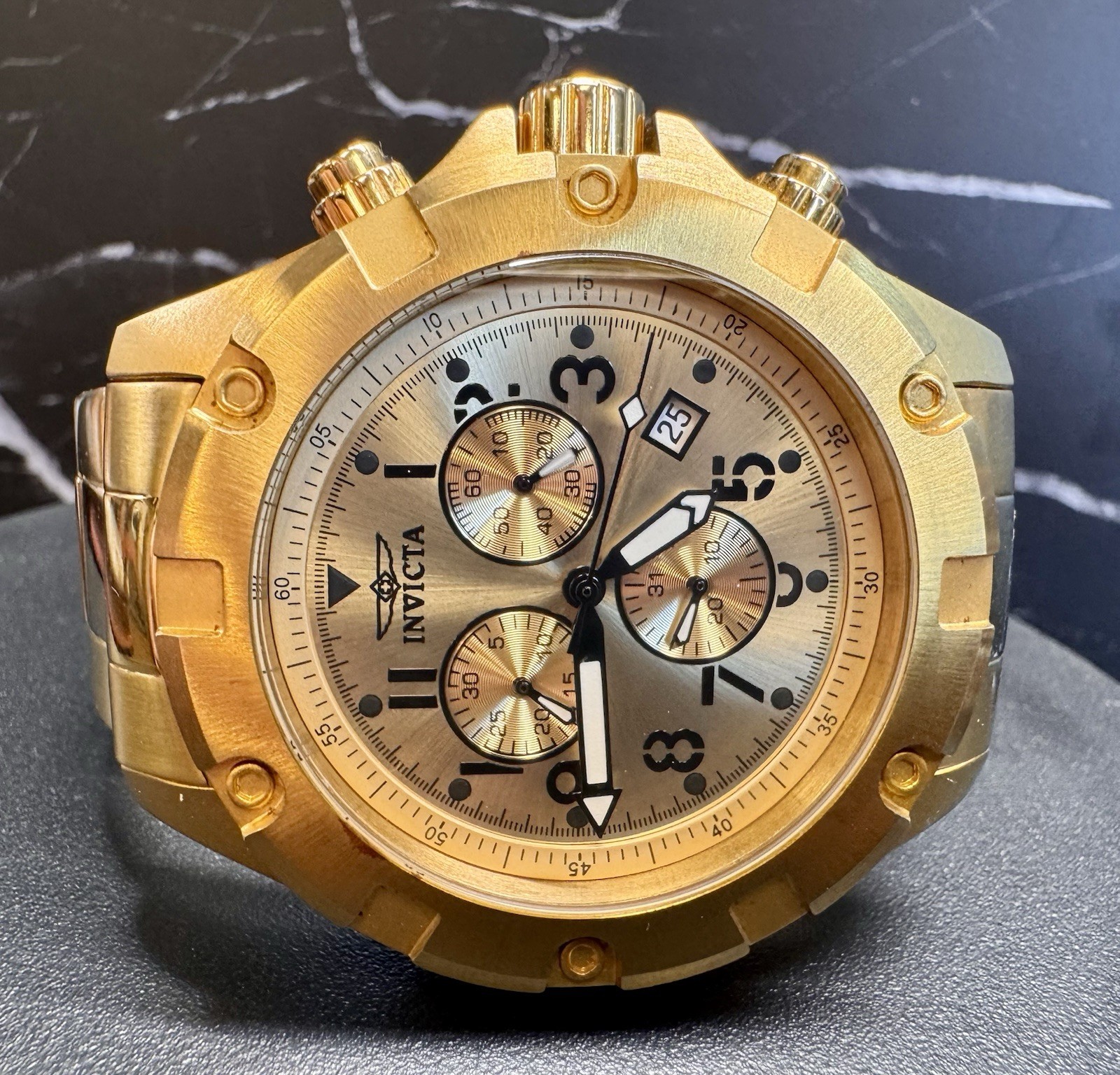 Invicta Specialty Men’s Chronograph Date Quartz Watch 50mm Gold Tone 100m