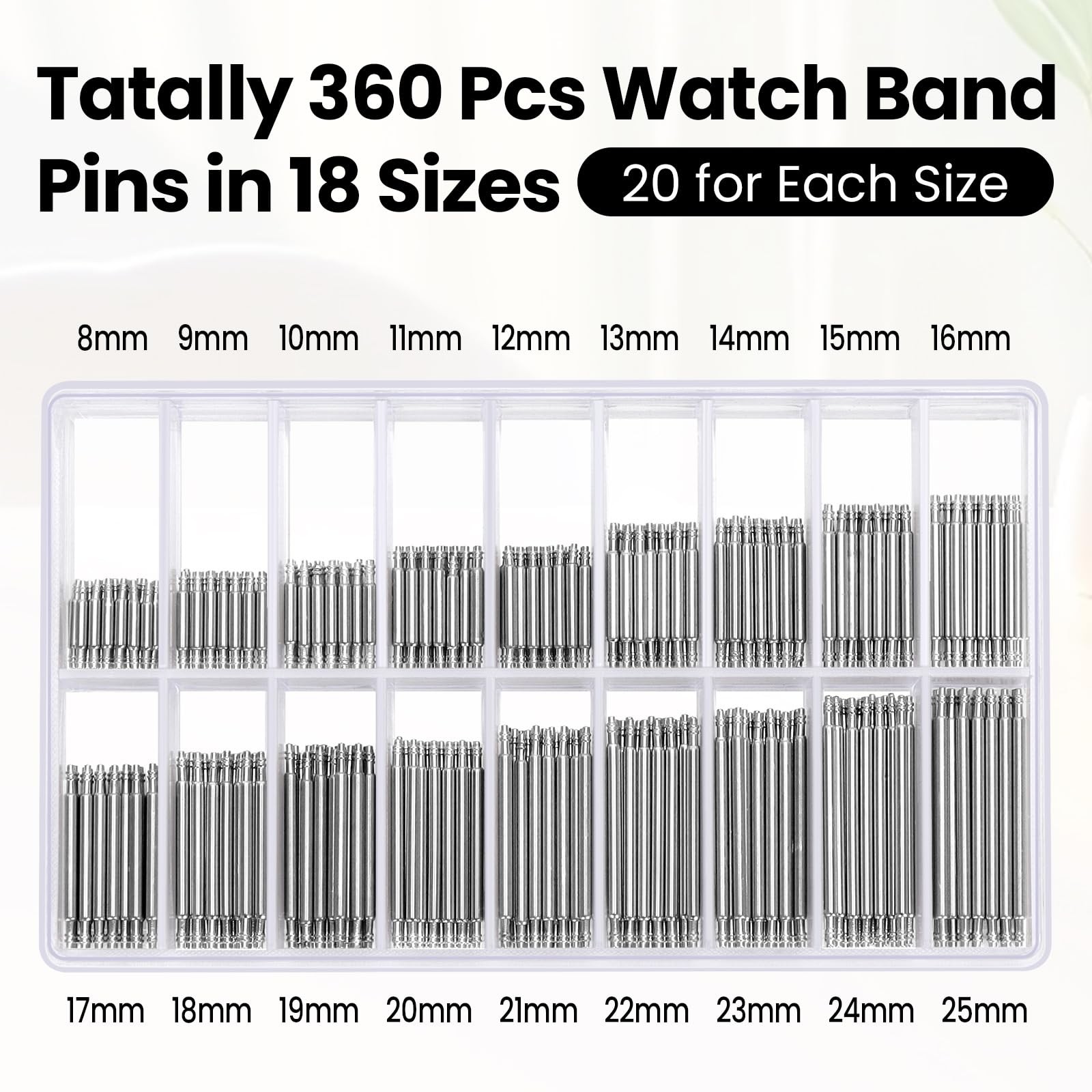 Watch Pins Kit with Spring Bar Tool, 360 Pcs 8-25 mm Watch Band Link Pins and…