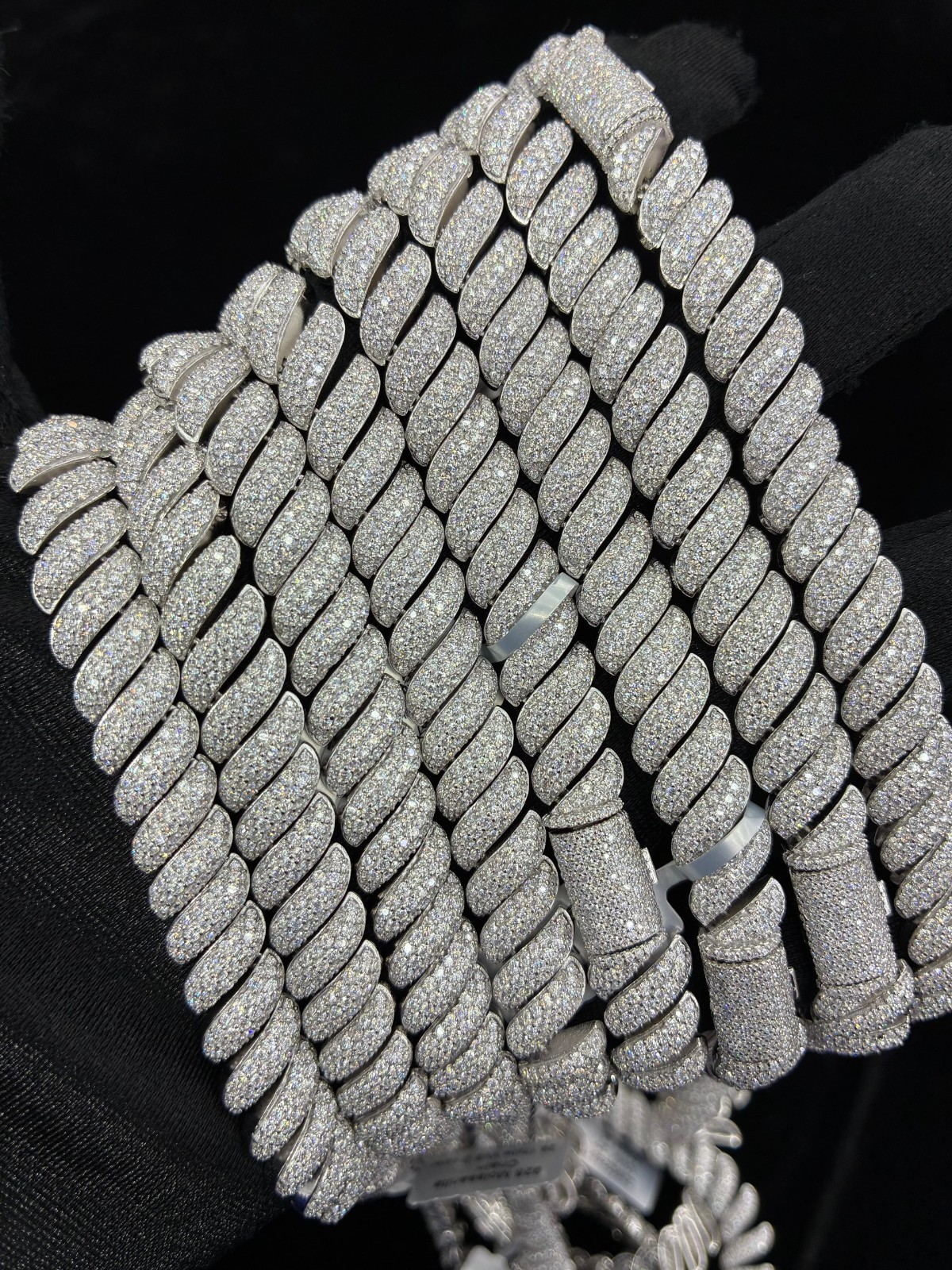 925 Moissanite 10MM San Marcos Macaroni Chain Bracelet Box Lock