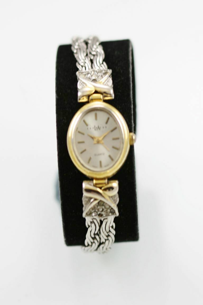 LA Express Women Watch Stainless Steel Silver Gold Water Res Batt White Quartz