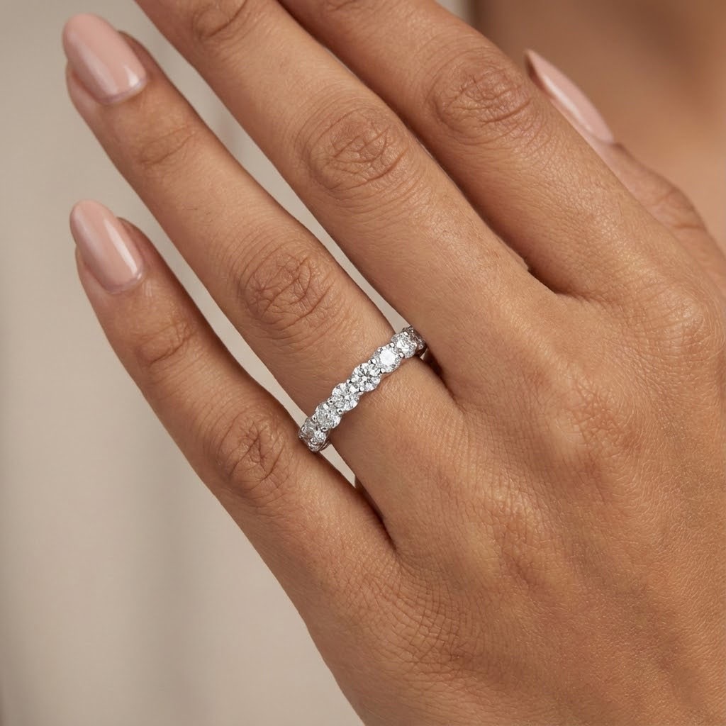 Eternity Wedding Ring Solid 14K Gold Classic Round 2.50 CT Natural Diamond F VS2