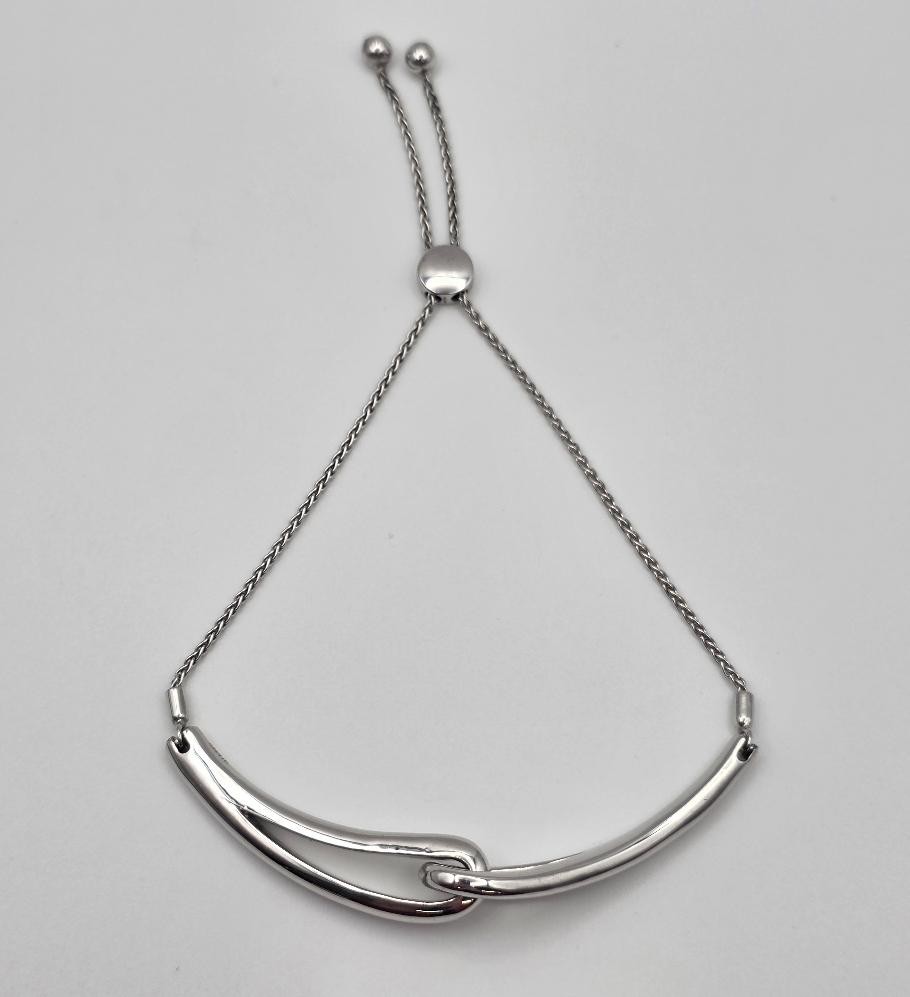 Kay Jewelers 925 Sterling Silver “Love & Be Loved” Interlocking Bolo Bracelet