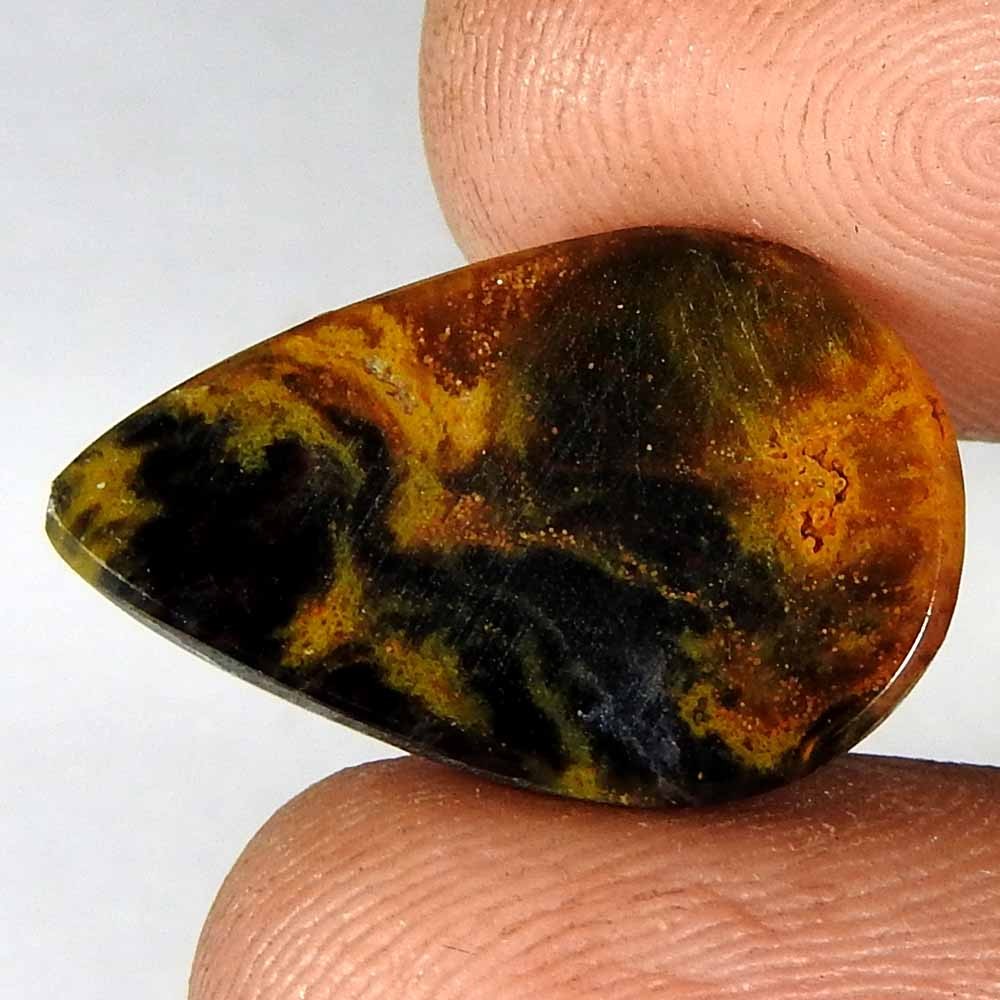 8.65Cts100%Natural Golden Pietersite Pear Cabochon(20x13x4)Loose Gemstone