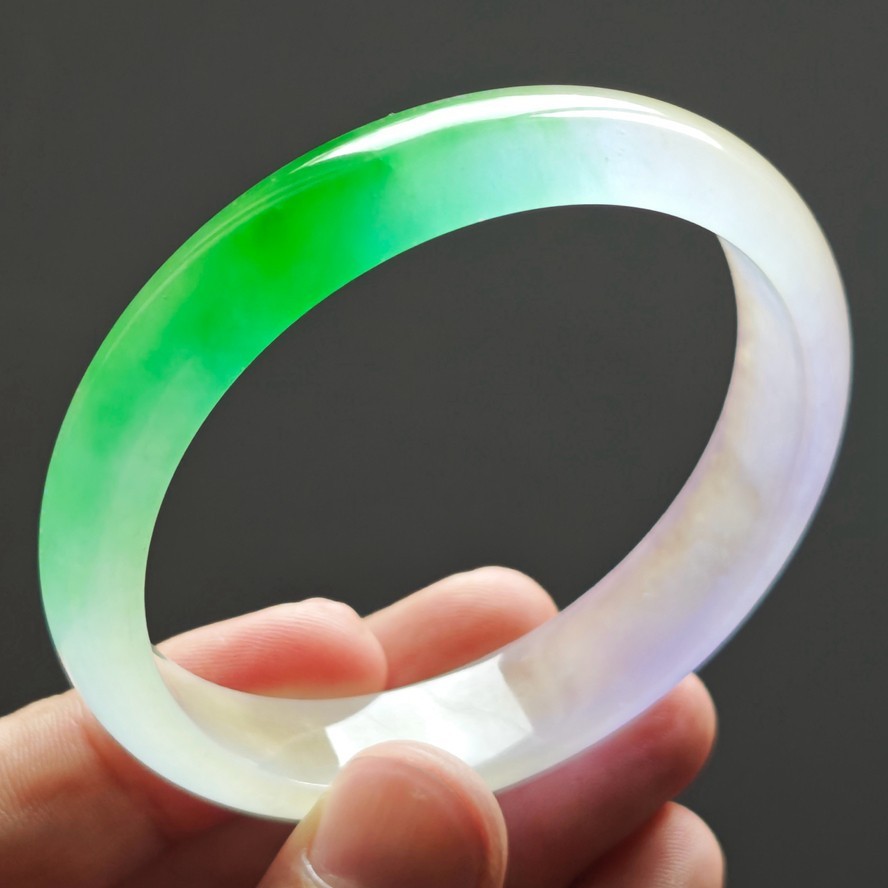 61mm Natural Ice Lavender Purple Jade Bracelet Burma Jadeite Jade Bangle 4030