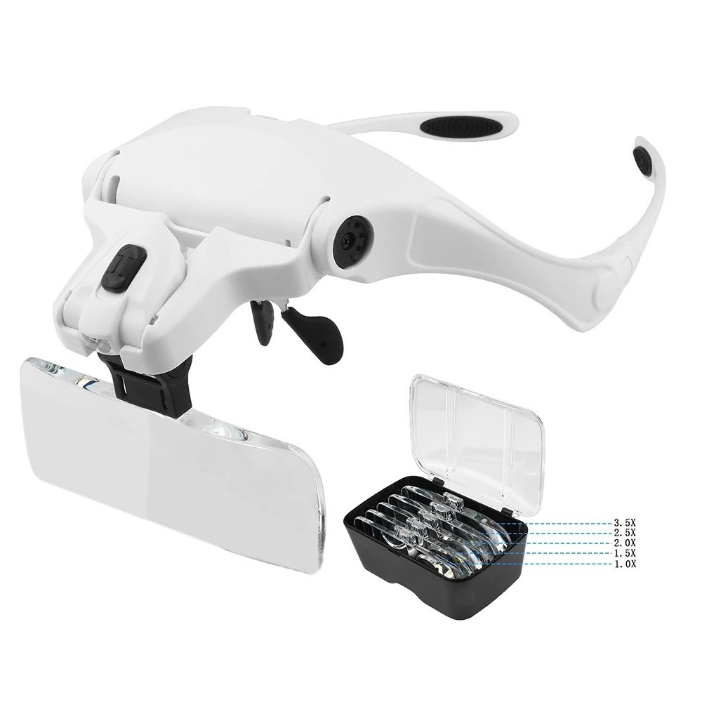 LED Magnifying Glasses Headband 1X-3.5X Illuminated Hands Free Reading