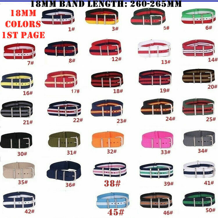 12/14/16/18/20/22/24MM Width Military Nylon Bands Replacement Straps Accessories