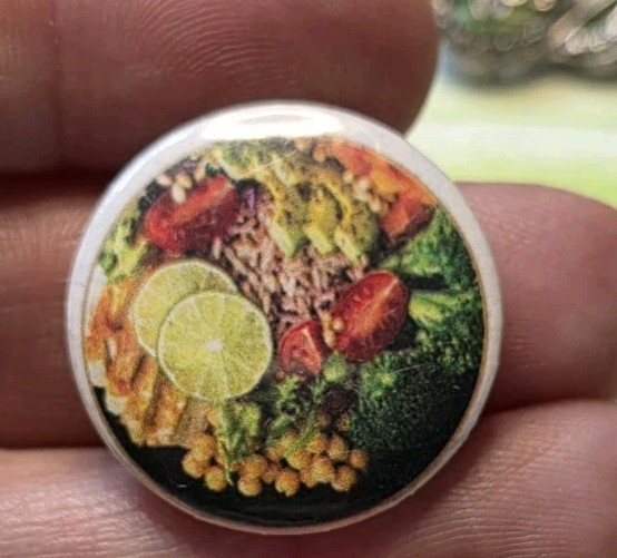 Unique Vintage Produce Fruits And Veggies Plastic Pin
