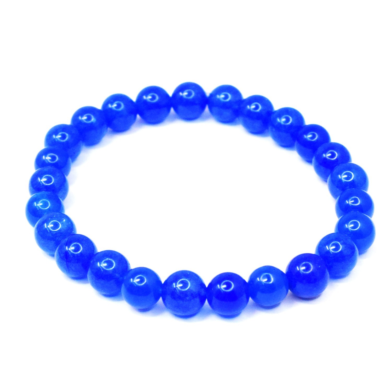 100.00 Cts Wonderful Stretchable Bracelet Blue Onyx Round Shape Beaded RK 11E804