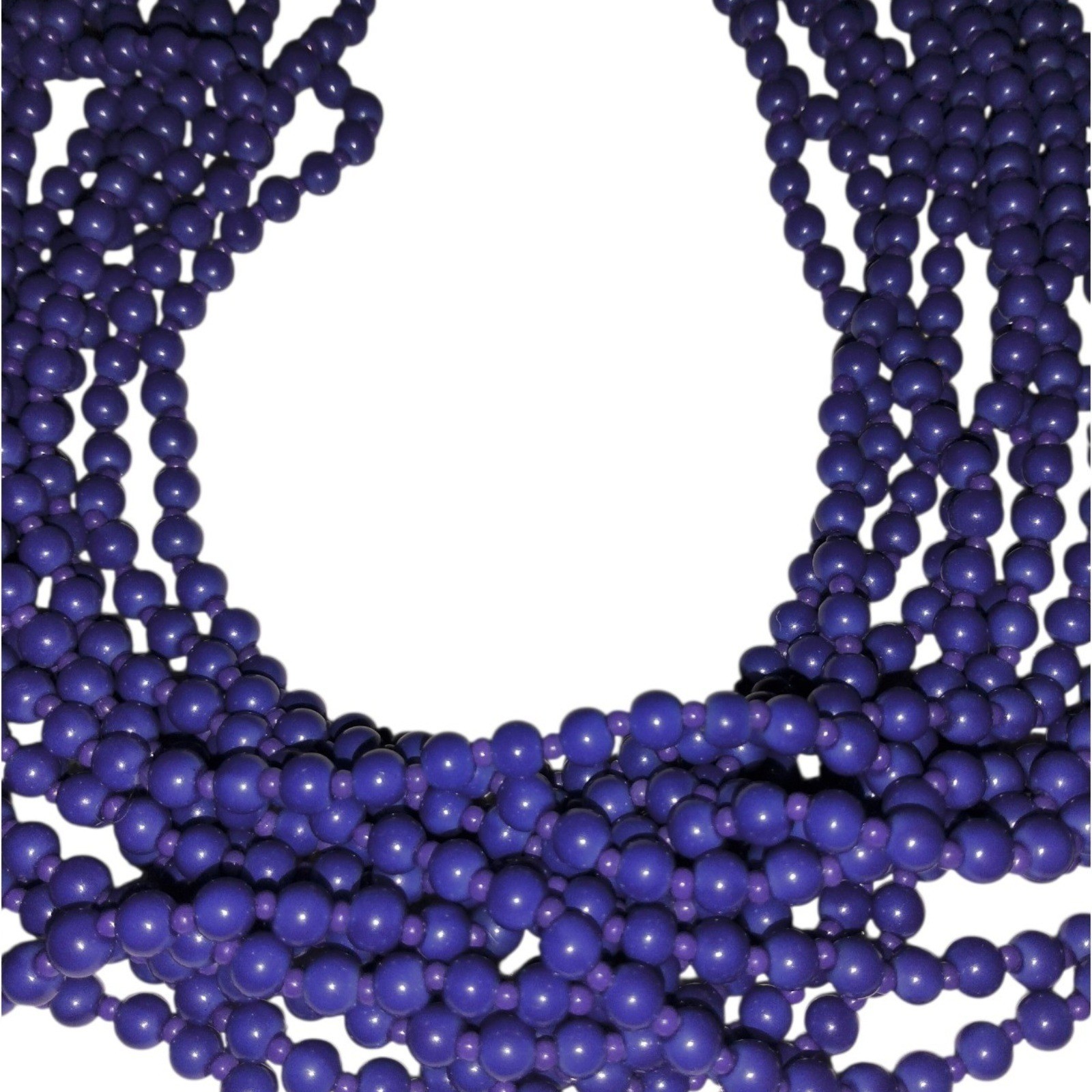 Blue Glass Multi Strand Statement Necklace Boho Bib Draped Adjustable Nautical