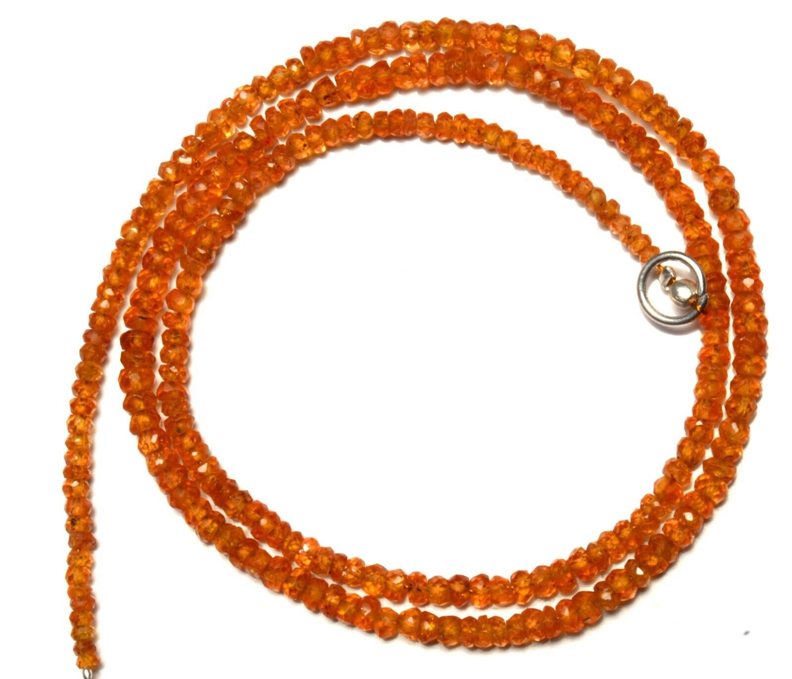 Natural Gem Orange Color Spessartine Garnet 3MM Approx. Facet Beads Necklace 17″