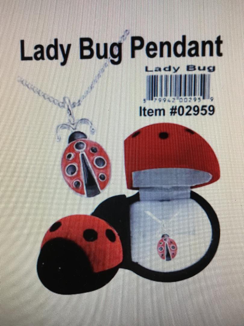 Lady bug necklace in cute velour lady bug gift box 16 inch chain garden bug