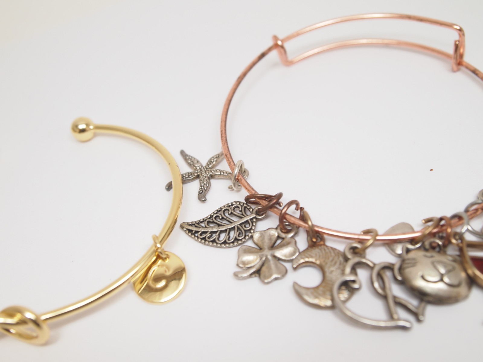 3pc Cuff Charm Bangle Bracelet w/ Charms