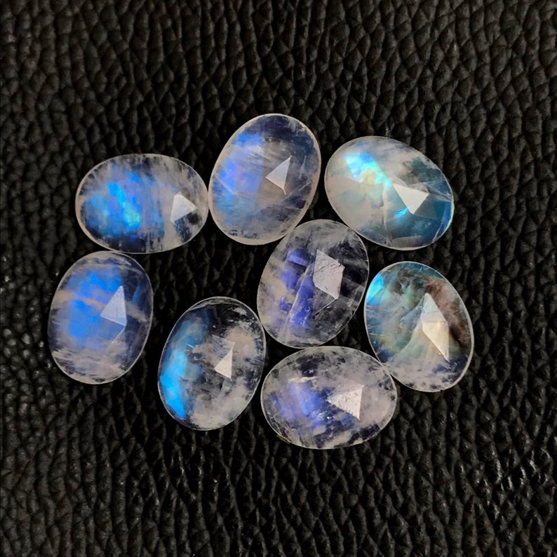 Natural Rainbow Moonstone Oval Rose Cut 5x7mm To 12x16mm Loose Gemstone