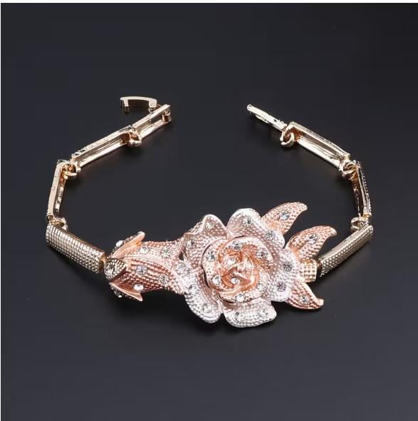 JEWELRY SET-5Pcs Classic Luxury Rhinestone Flower Shape Necklace Set