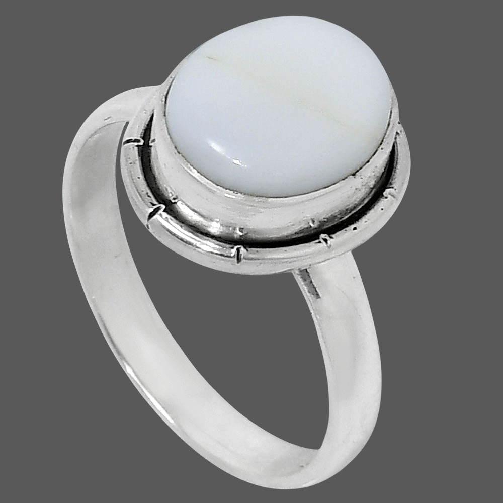 Natural White Opal 925 Sterling Silver Ring s.8 Jewelry R-1011
