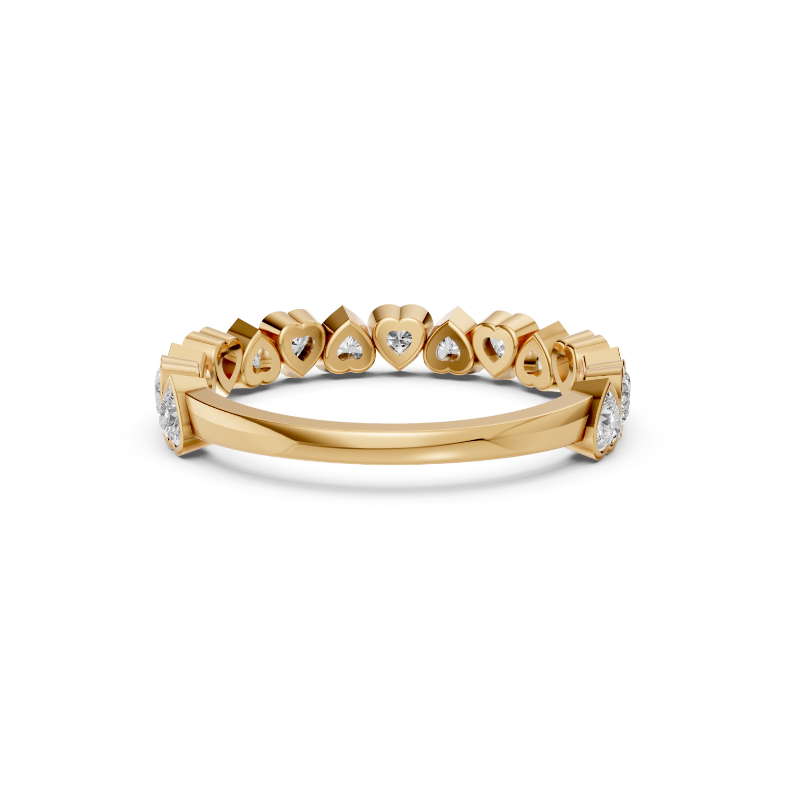 Shared Prong Set Heart Shape Lab Grown Diamond Half Eternity Stackable Band