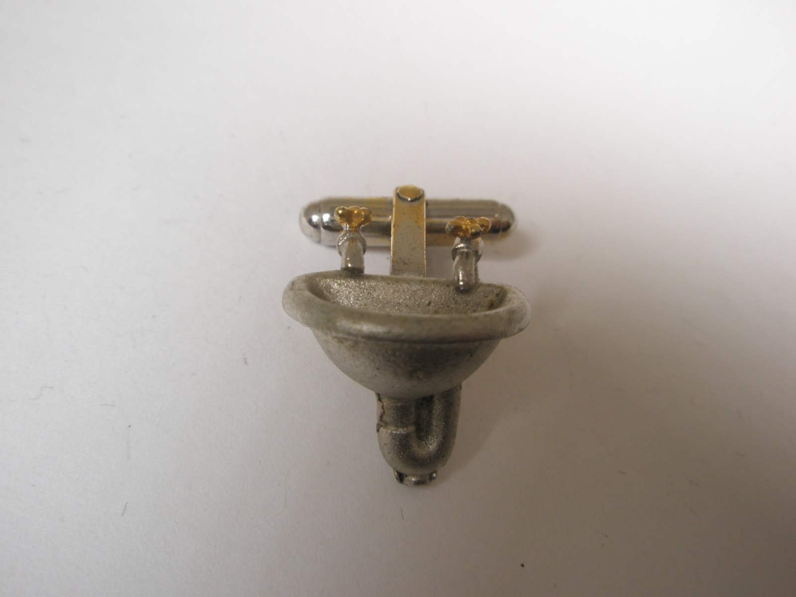 Miniature Sink Basin Fixture SINGLE Vintage Cuff Link replace lost/broken zr41
