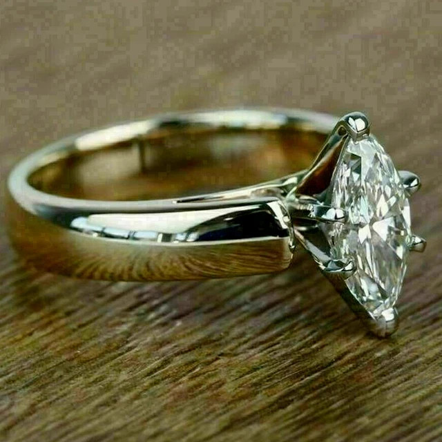 3Ct Marquise Simulated Diamond Solitaire Engagement Ring 925 Sterling Silver