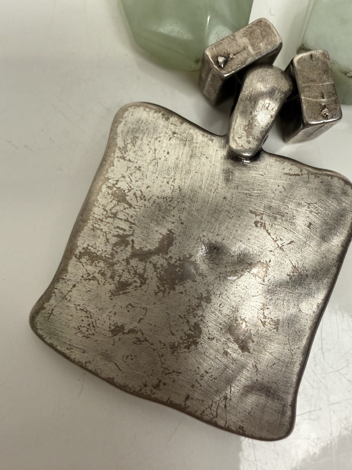 VTG Danon Pewter Pendant Necklace Featuring Brands Iconic Brutalist Handcrafted