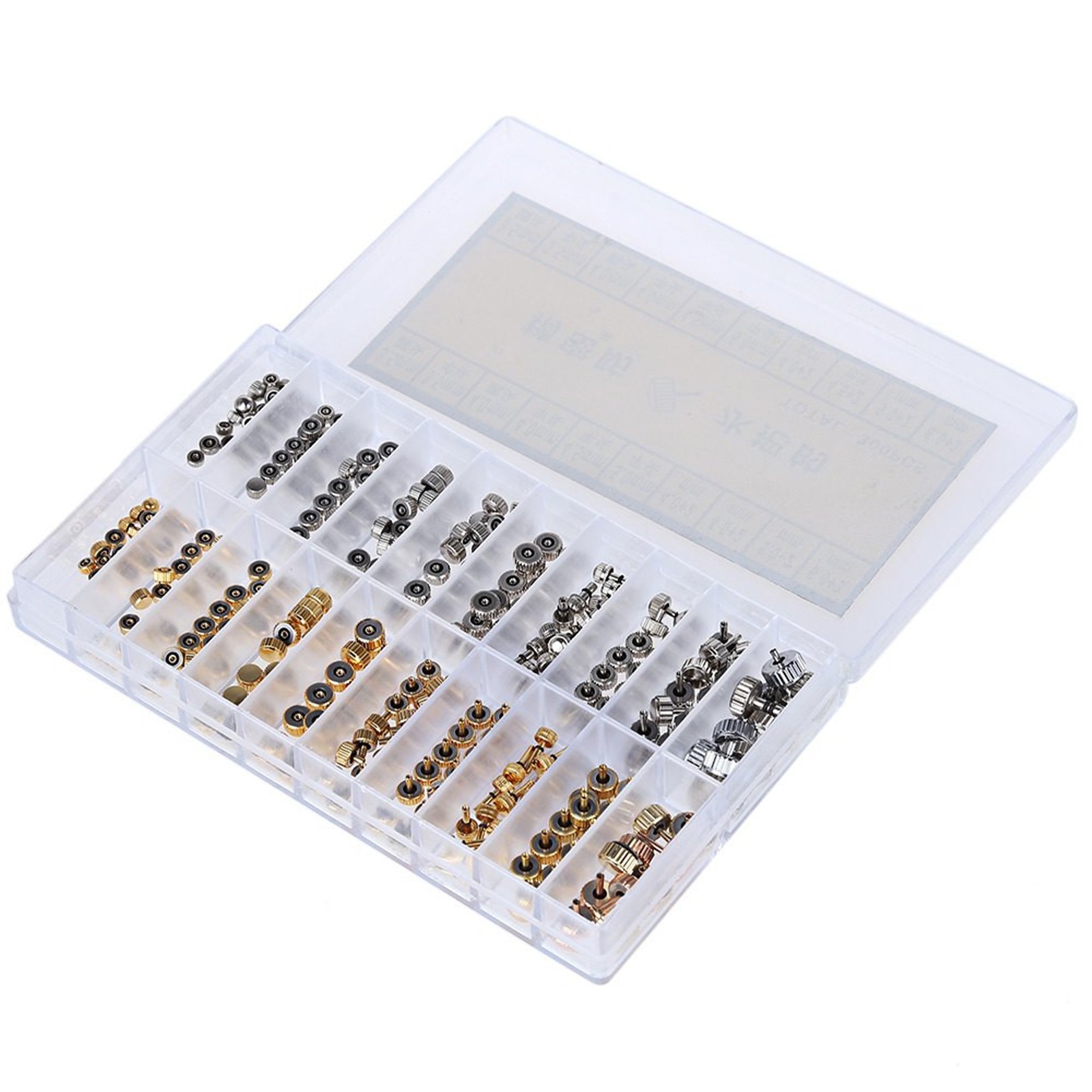 3.5-6.0mm 10 Sizes Silver Gold Watch Stem Crown With Waterproof Circle Rings