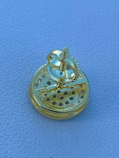 Real 925 Silver Iced Moissanite Hip Hop Men’s Earrings Big Studs 14k Gold Plated