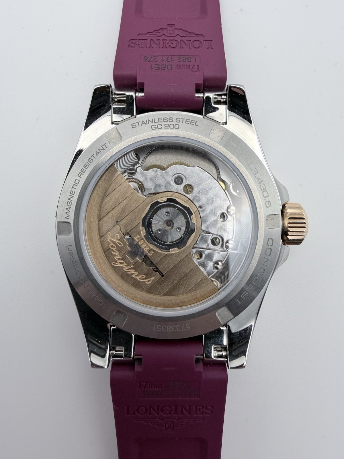 Longines Conquest Automatic Purple Dial Ladies Watch