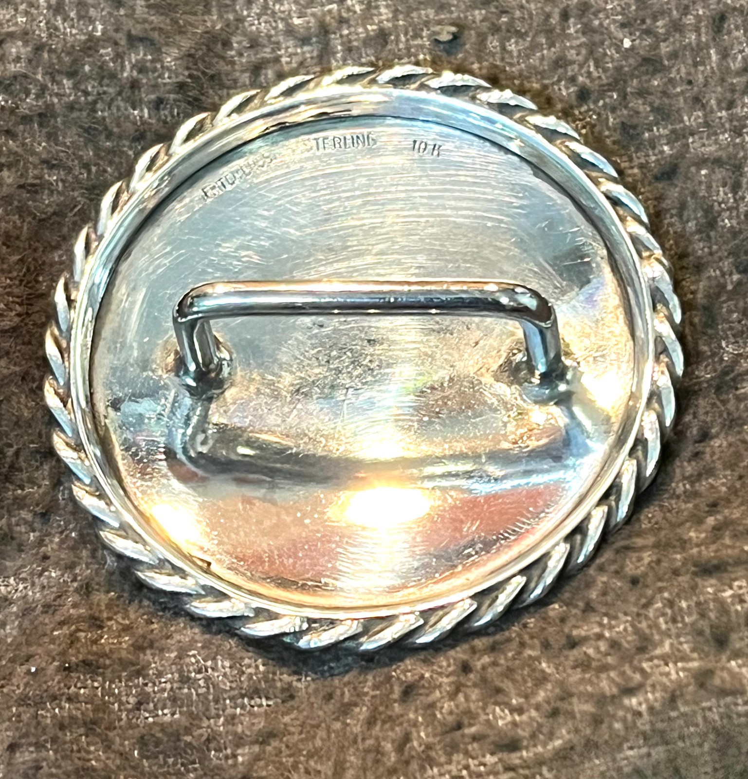 WESTERN SCARF SLIDER VINTAGE FRITCH BROS. STERLING SILVER & 1OK GOLD