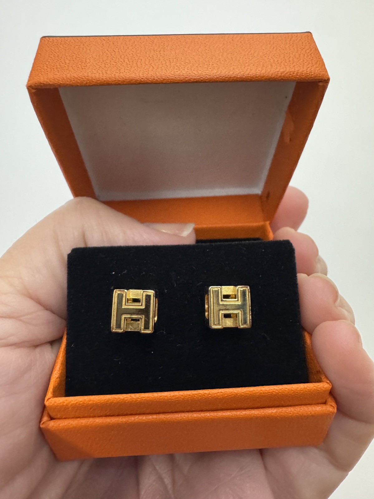 Authentic Hermes Mini Pop H Earrings NEW