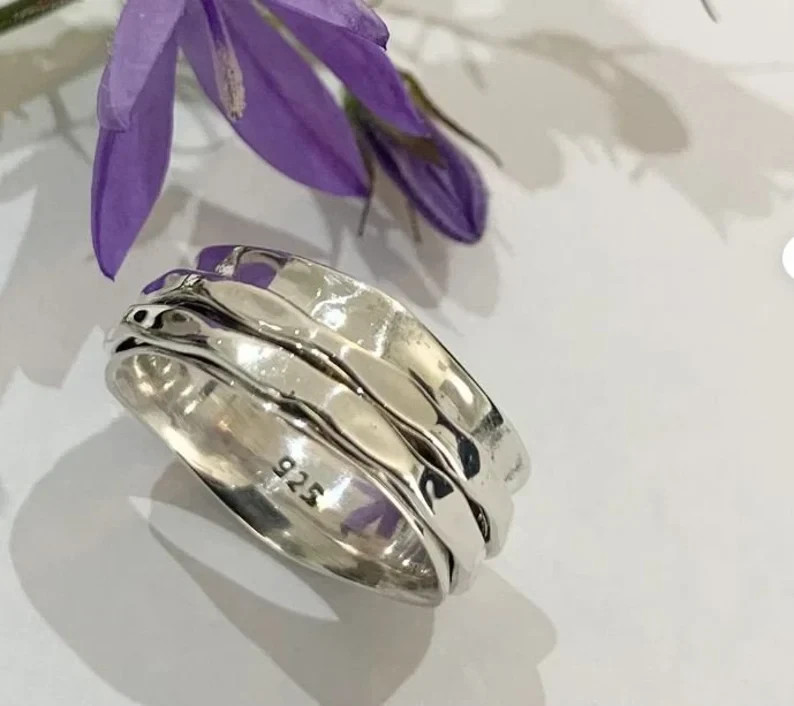 Solid 925 Sterling Silver Spinner Ring Handmade Ring Statement Ring All Size
