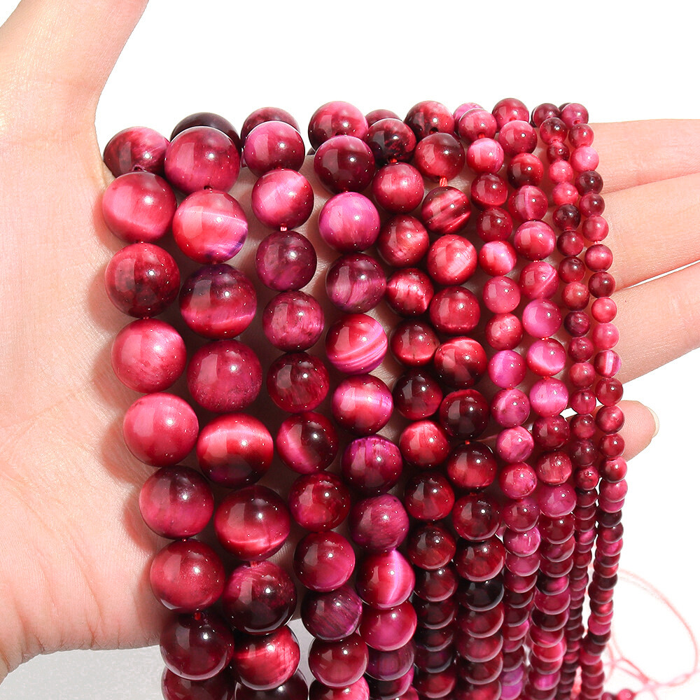 Natural Tiger’s Eye Gemstone Smooth Round Loose Beads for DIY Bracelet Necklace