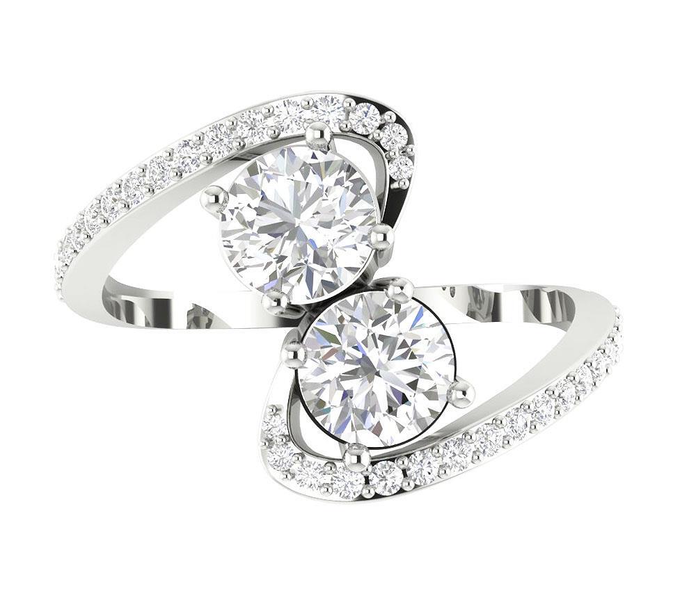 Forever Us Two Stone Lab Grown Diamond Solitaire Ring VS1 F 1.60 Carat 14K Gold