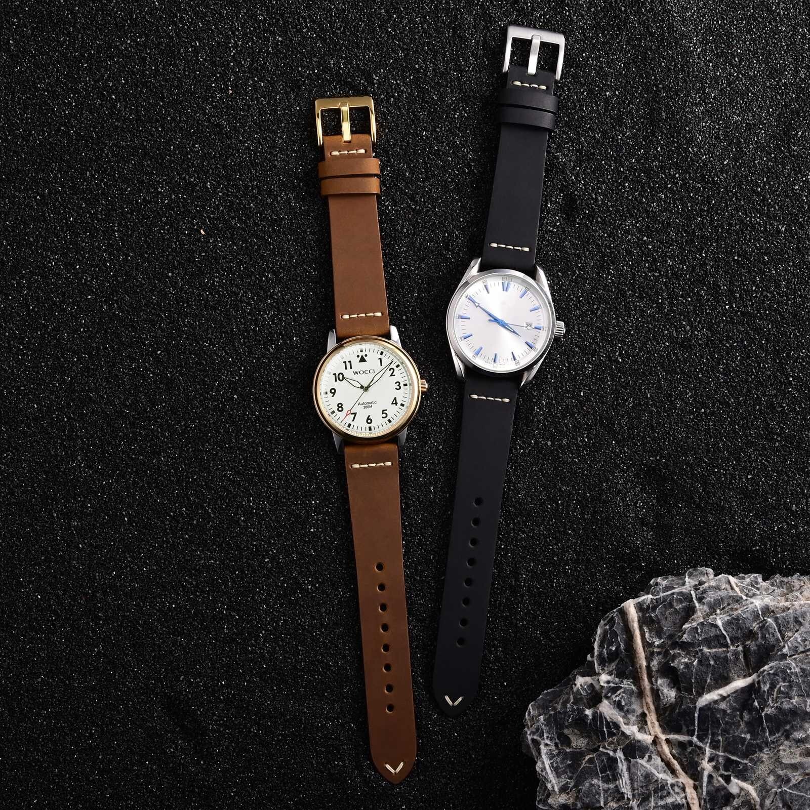 WOCCI Top Grain Leather Watch Band 17 18 19 20 21 22 24 26mm Men Watch Strap