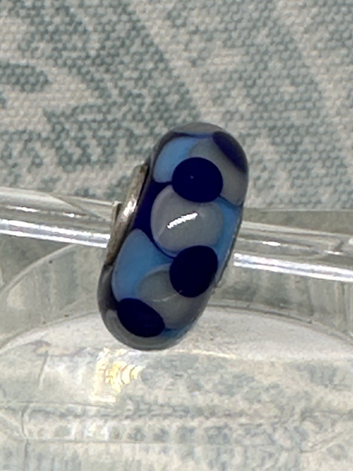 Authentic Trollbeads OOAK Gray Chain with Blues on Cobalt UU, New (30.0)