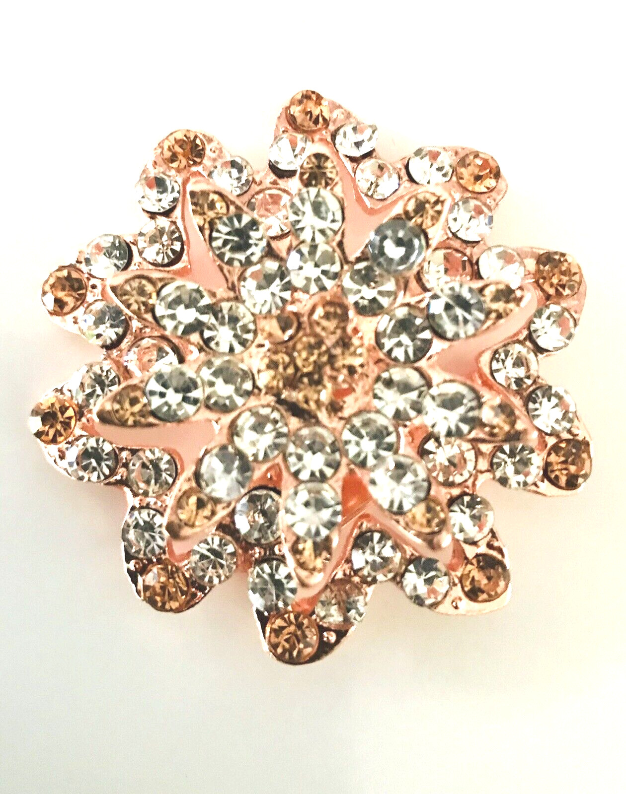 Large ROSE GOLD COLOURED Brooch Broach Pin Wedding SUGARCRAFT COSTUME JEWELERY