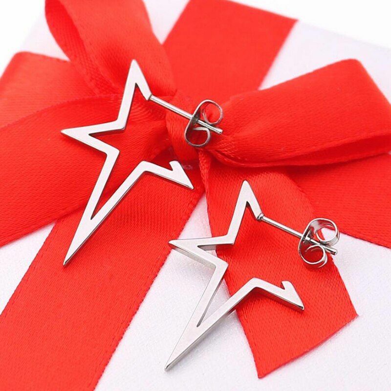 Stainless Steel Star Earings Punk Stud Earrings Pentagram Earring Womens Jewelry
