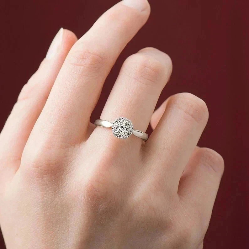14K White Gold Plated Women’s Wedding Ring 1.50Ct Round Cut Real Moissanite