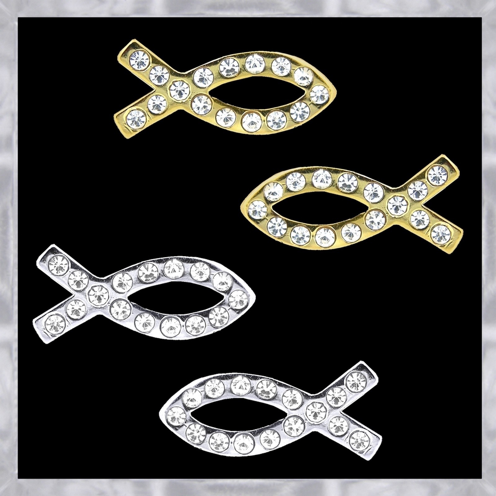 E114G Forever Gold Austrian Crystal Christian Fish Earrings