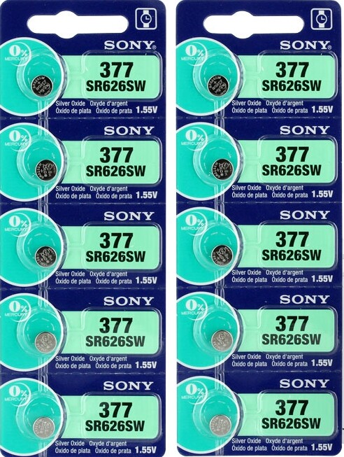 10 X SONY 377, SR626SW, 280-39, SR66, LR66, AG4, 1.55V Watch Battery Exp. 2028