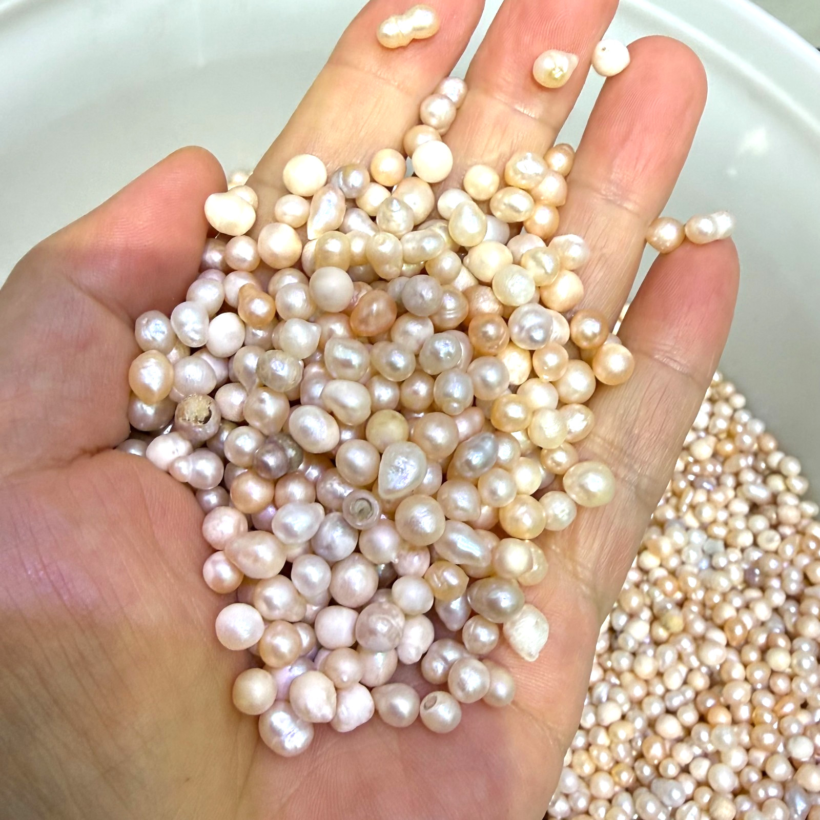 50g 200PCS 2-3mm Mini Cultured Pearl Loose Beads Baroque White Freshwater DIY