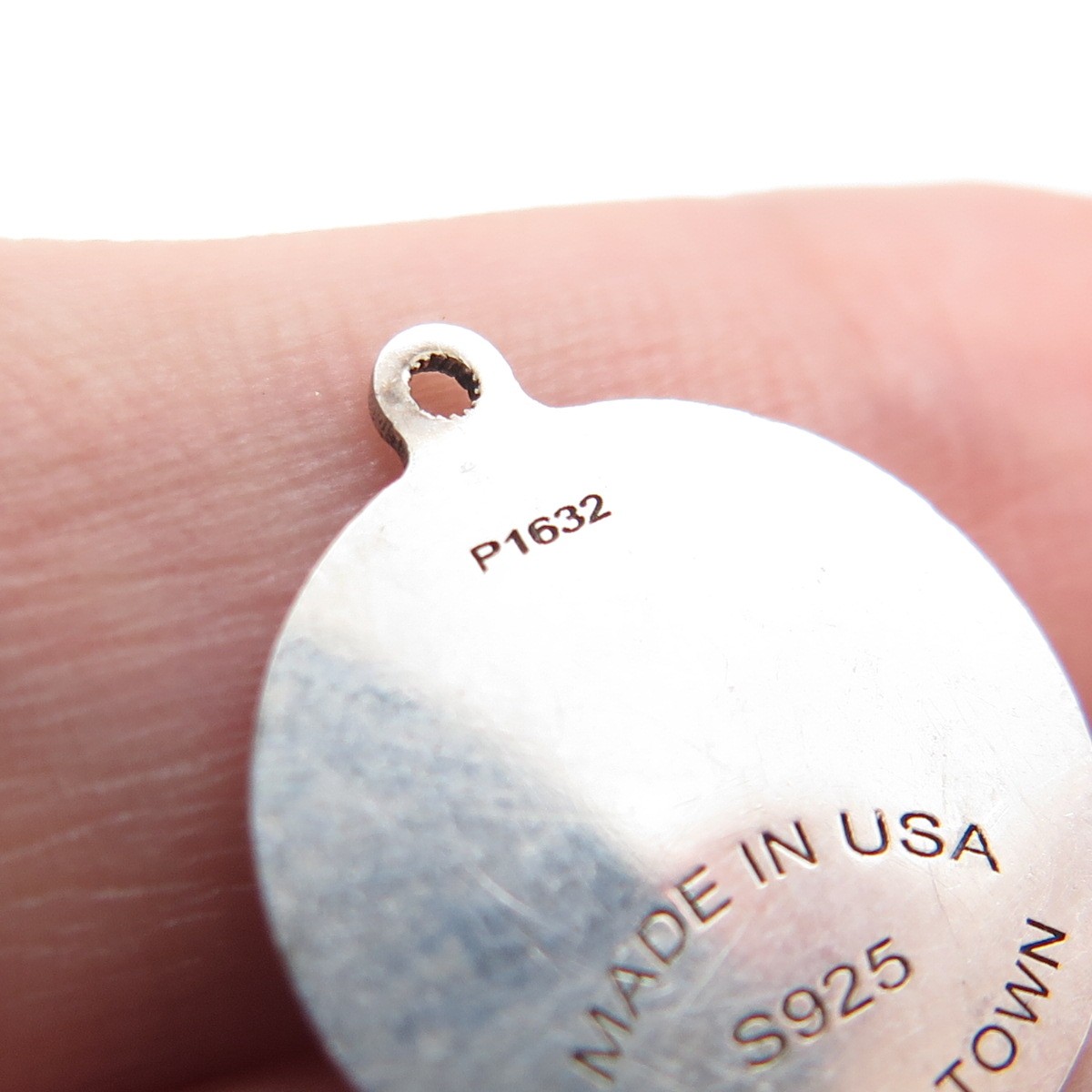 TWO IN TOWN 925 Sterling Silver Engraved Dog Round Tag Minimalist Charm Pendant