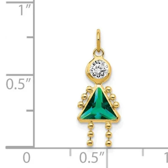 Birthstone Kids Charms Pendants 10K, 14K Yellow Gold or Sterling Silver